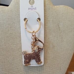 Mint Sparkling Gold Poodle Keychain Bag Chain